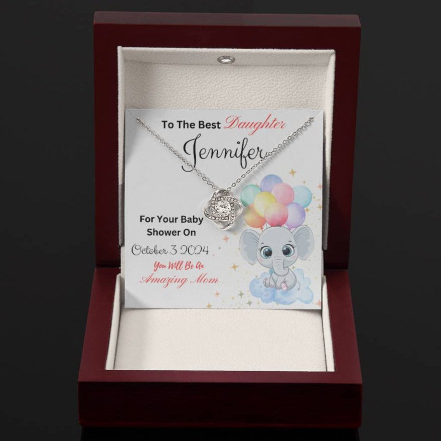 Personalized -Gift for Mother To Be-Love Knot Necklace