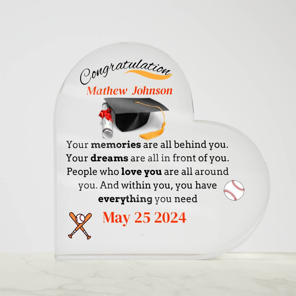 Graduation Acrylic Heart Plaque-Personalize