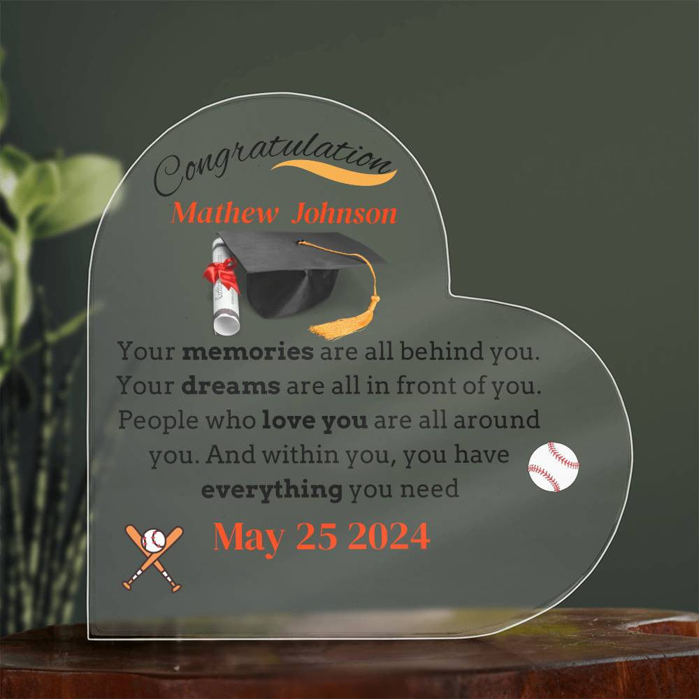 Graduation Acrylic Heart Plaque-Personalize