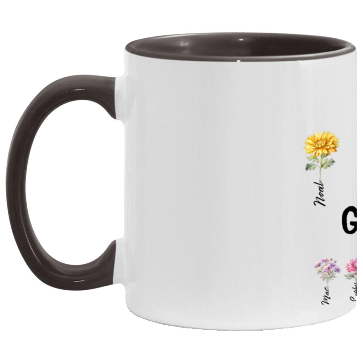 Mom/Grandma Est. Birth  Flowers 11oz Accent Mug