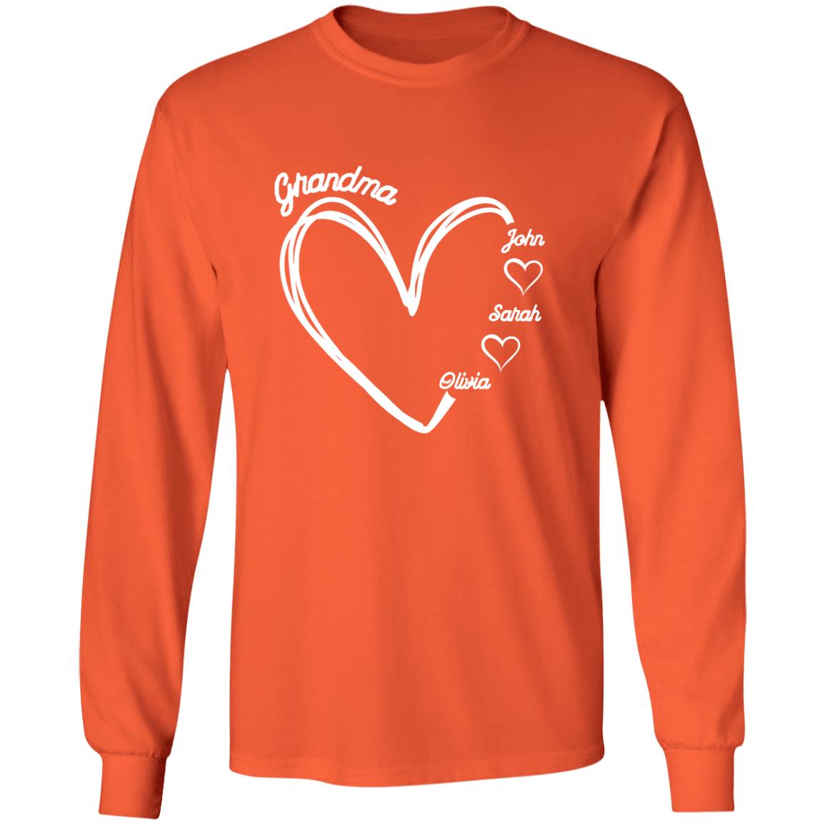 Gift For Grandma hearts  with names-Long sleeves Shirt