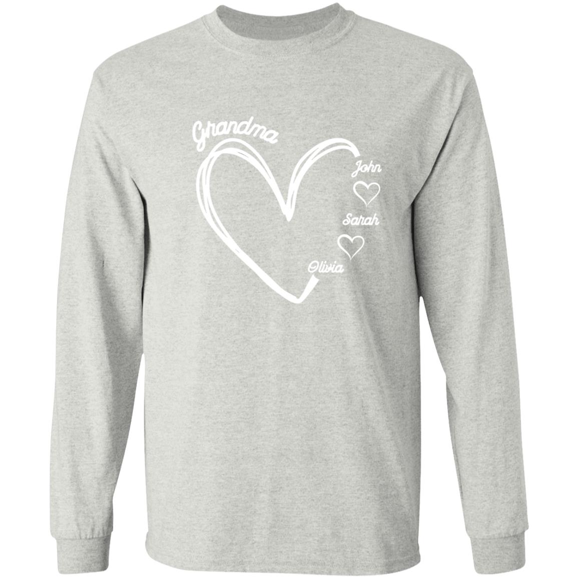 Gift For Grandma hearts  with names-Long sleeves Shirt