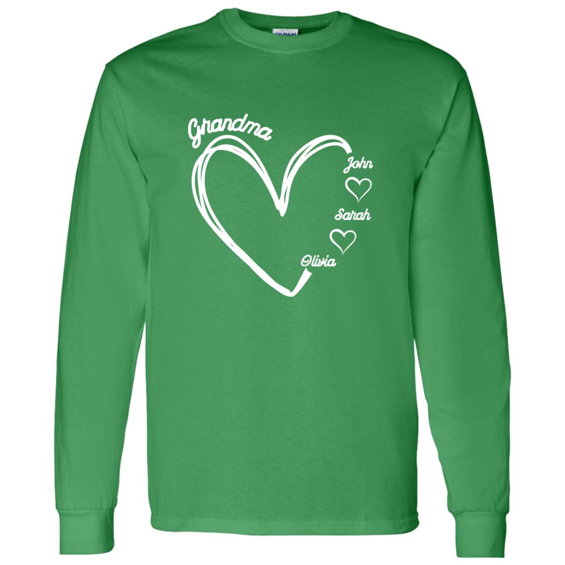 Gift For Grandma hearts  with names-Long sleeves Shirt