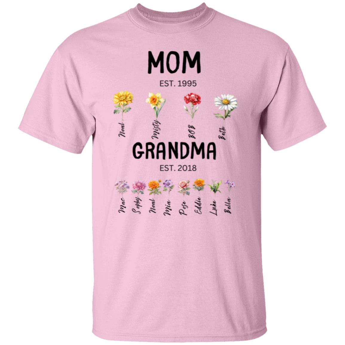 MomGrandma EST. Birth flowers Mom/Grandma Est. birth flowers Tees Shirt