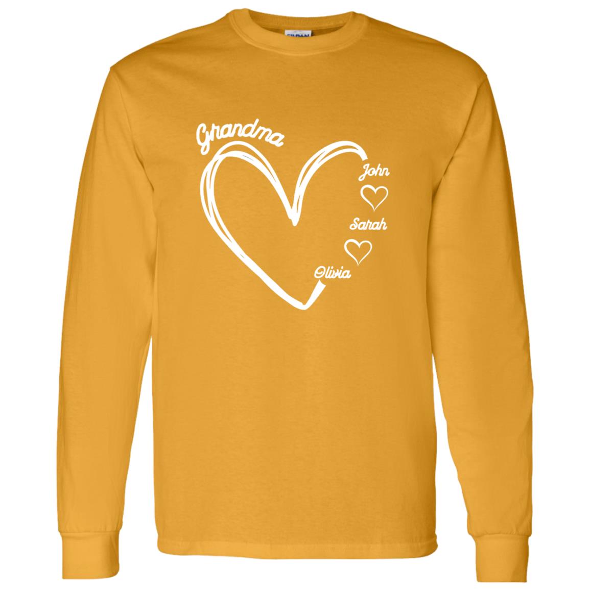 Gift For Grandma hearts  with names-Long sleeves Shirt