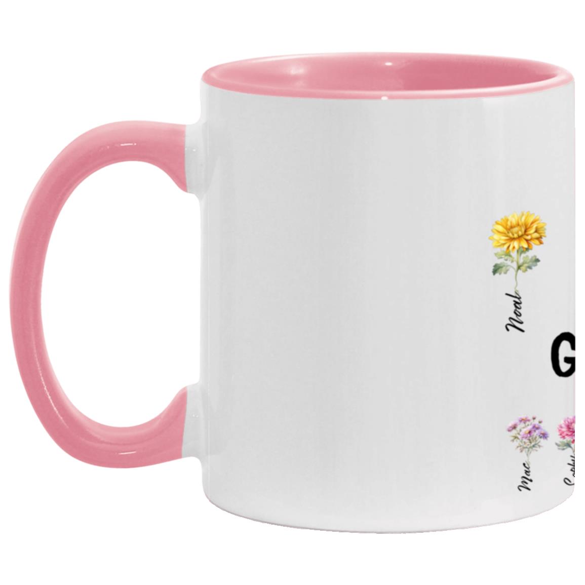 Mom/Grandma Est. Birth  Flowers 11oz Accent Mug