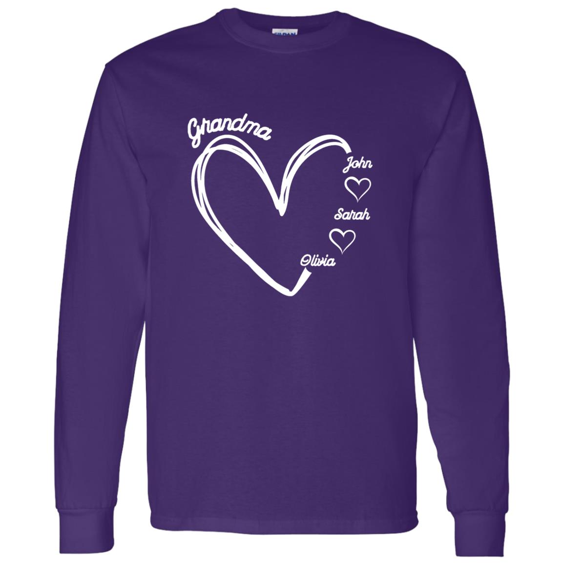 Gift For Grandma hearts  with names-Long sleeves Shirt