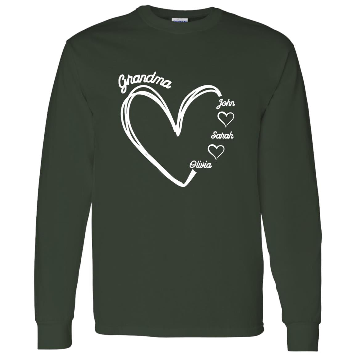 Gift For Grandma hearts  with names-Long sleeves Shirt