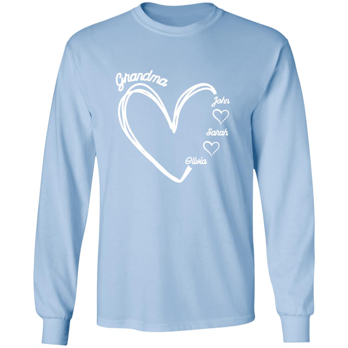 Gift For Grandma hearts  with names-Long sleeves Shirt