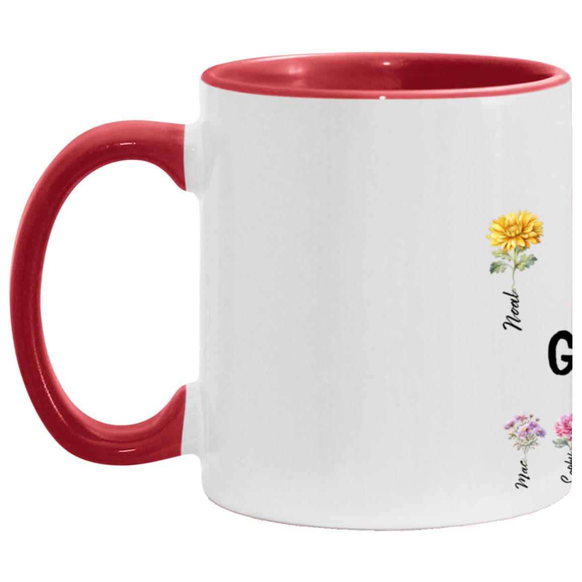 Mom/Grandma Est. Birth  Flowers 11oz Accent Mug