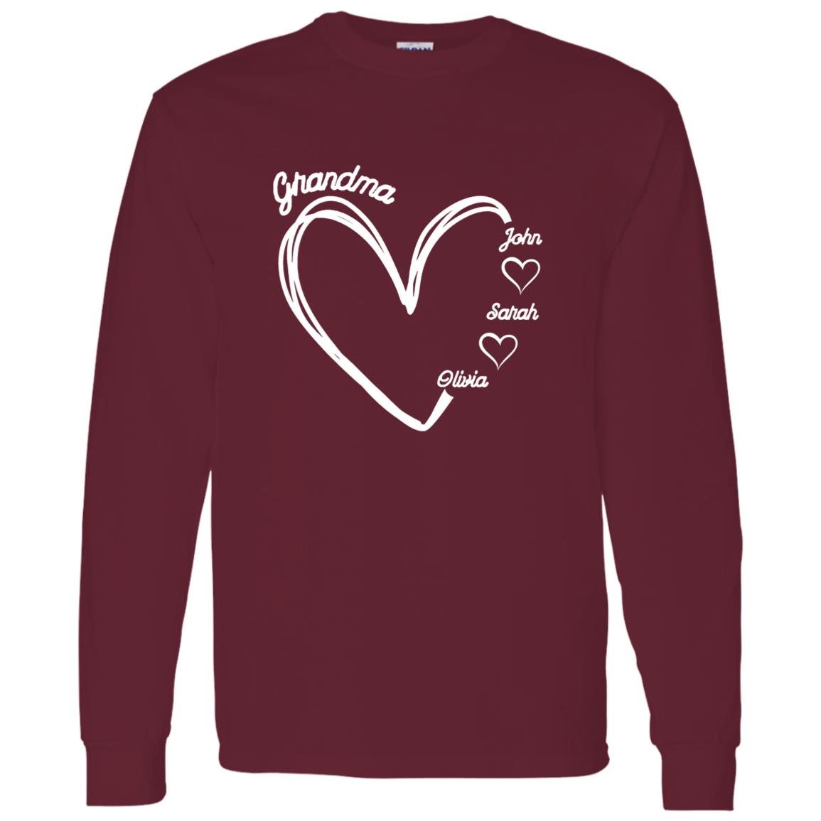 Gift For Grandma hearts  with names-Long sleeves Shirt