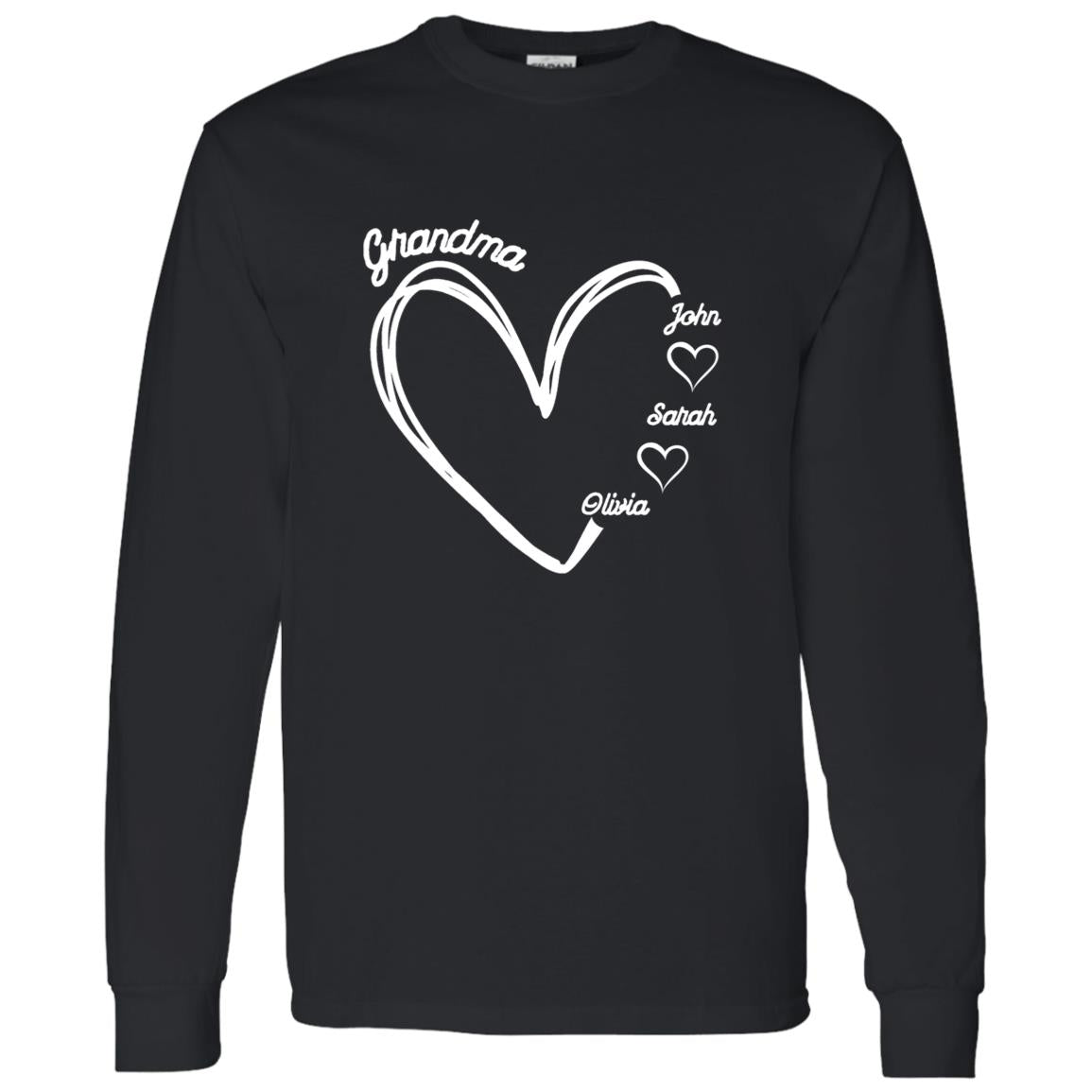 Gift For Grandma hearts  with names-Long sleeves Shirt