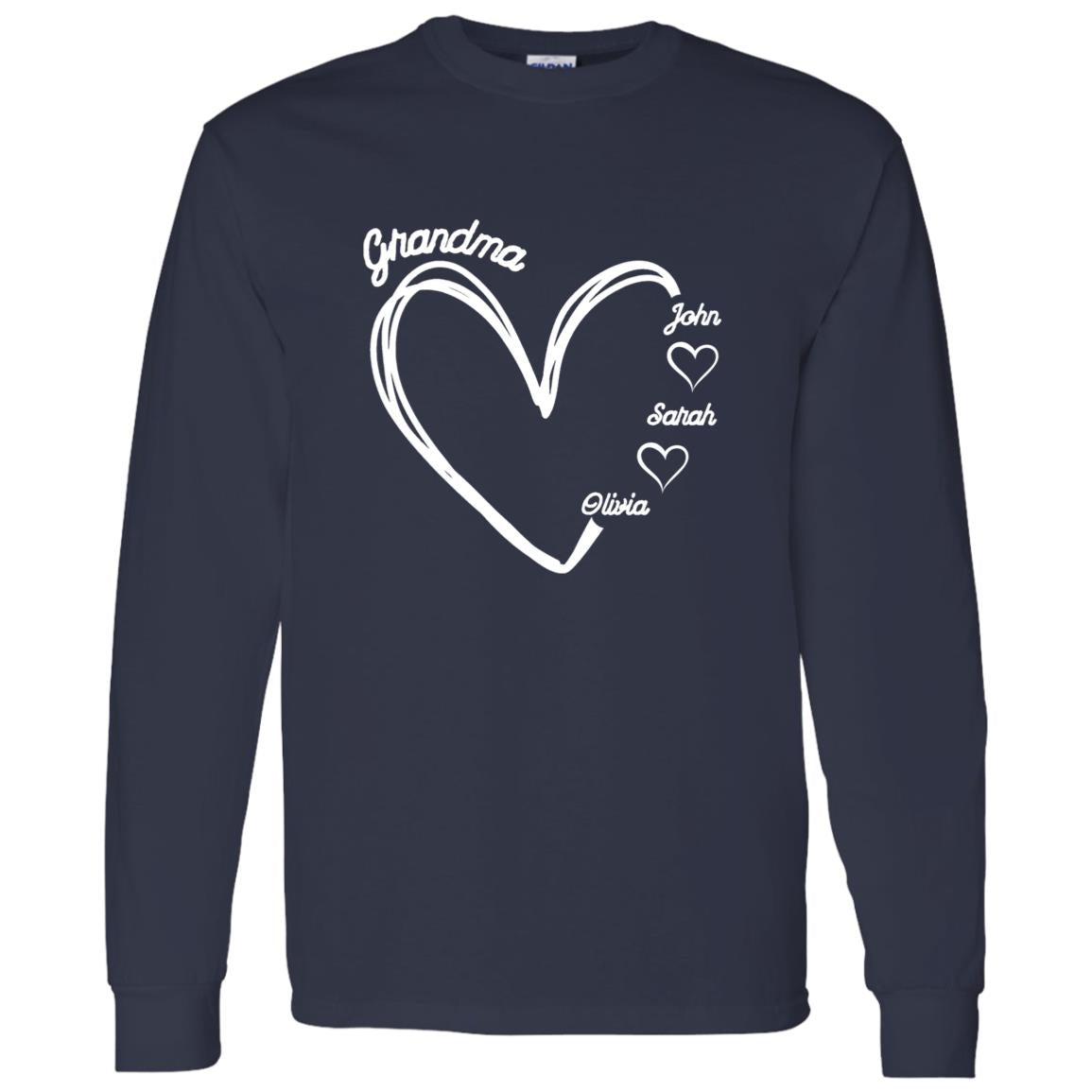 Gift For Grandma hearts  with names-Long sleeves Shirt