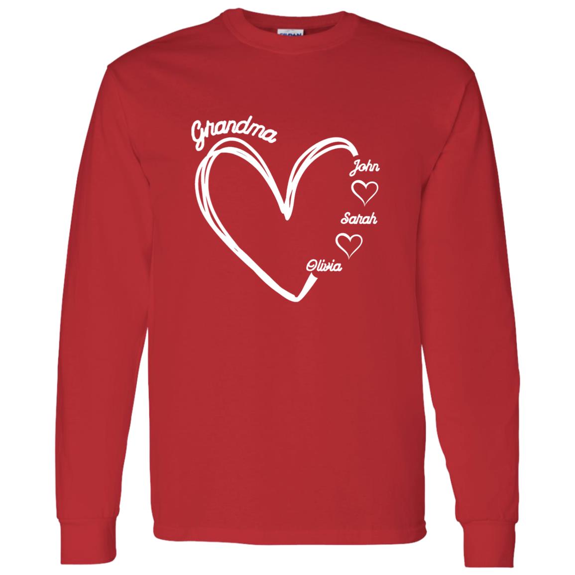 Gift For Grandma hearts  with names-Long sleeves Shirt