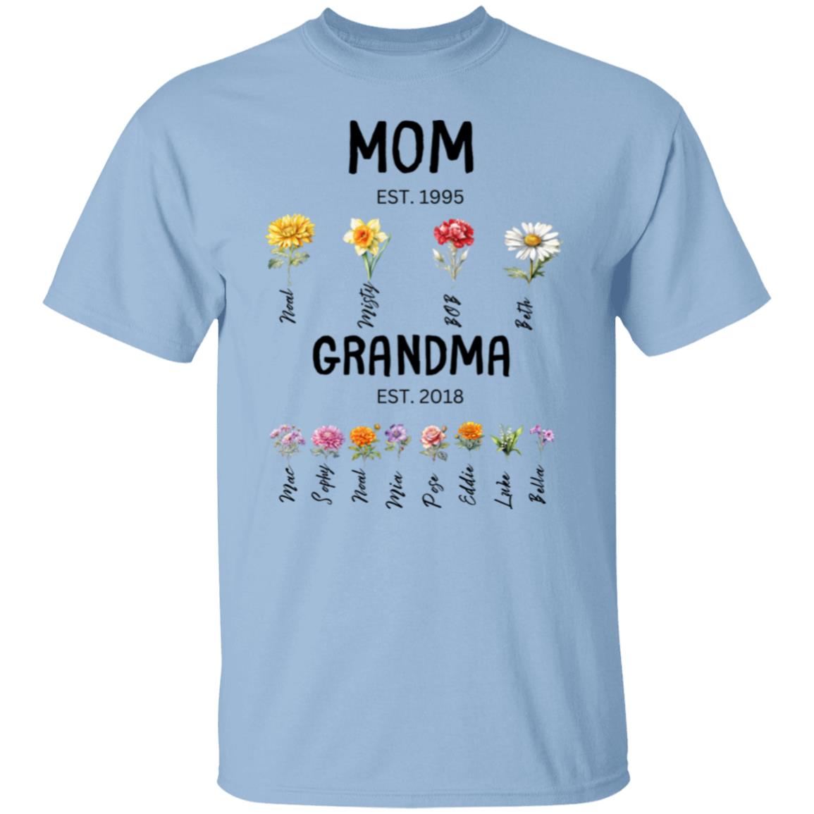 Mom/Grandma EST. Birth flowers Mom/Grandma Est. birth flowers Tees Shirt