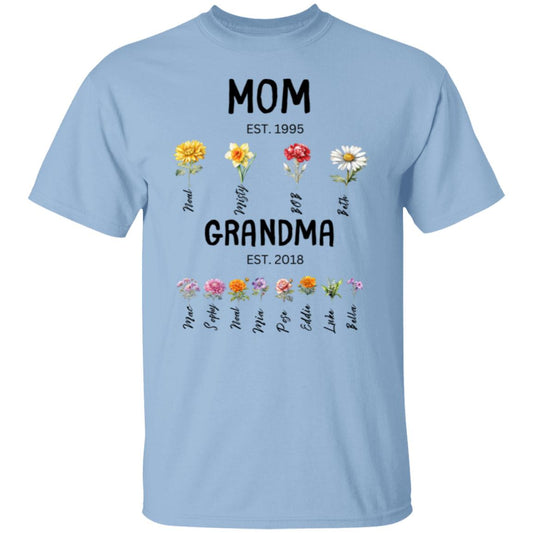 Mom/Grandma EST. Birth flowers Mom/Grandma Est. birth flowers Tees Shirt