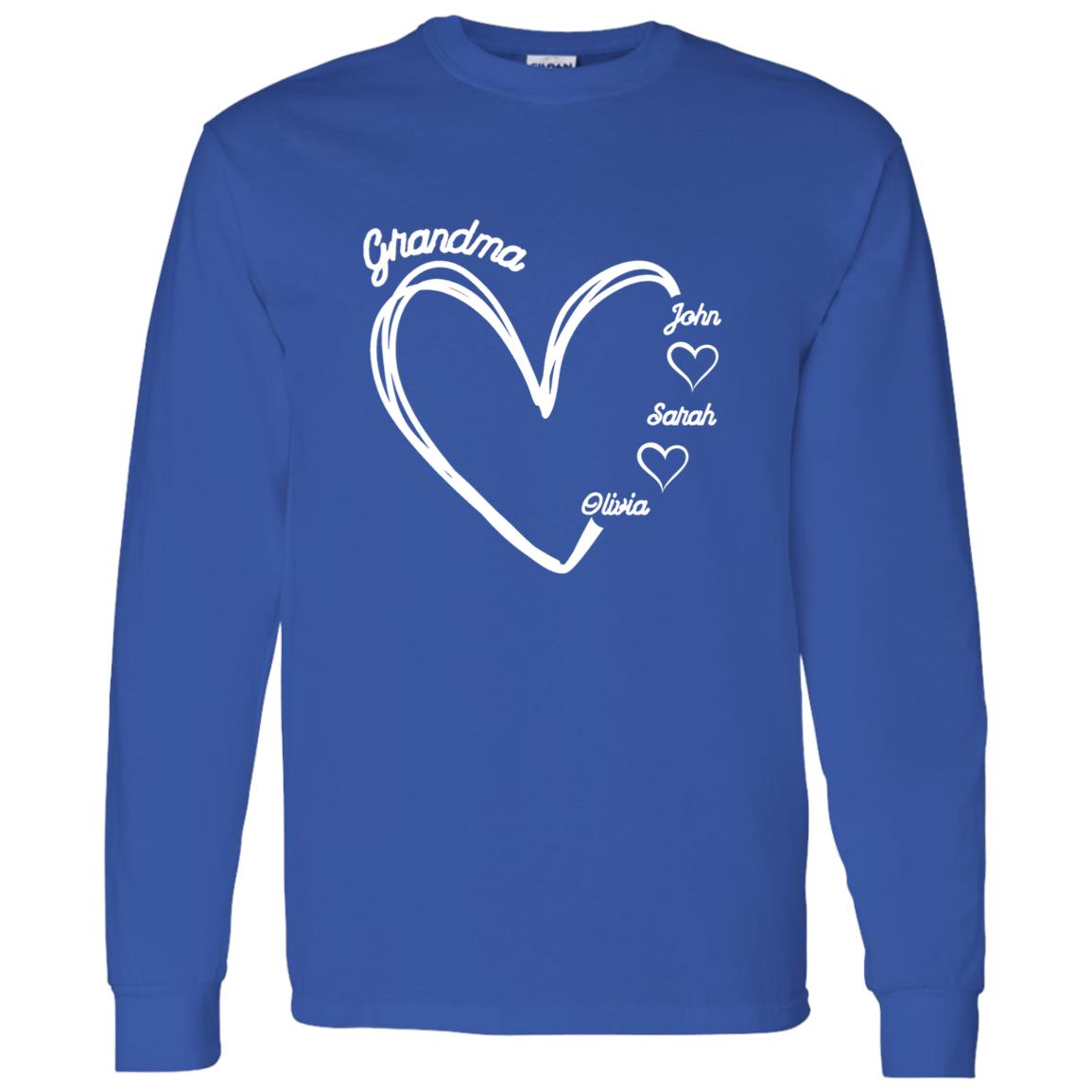 Gift For Grandma hearts  with names-Long sleeves Shirt