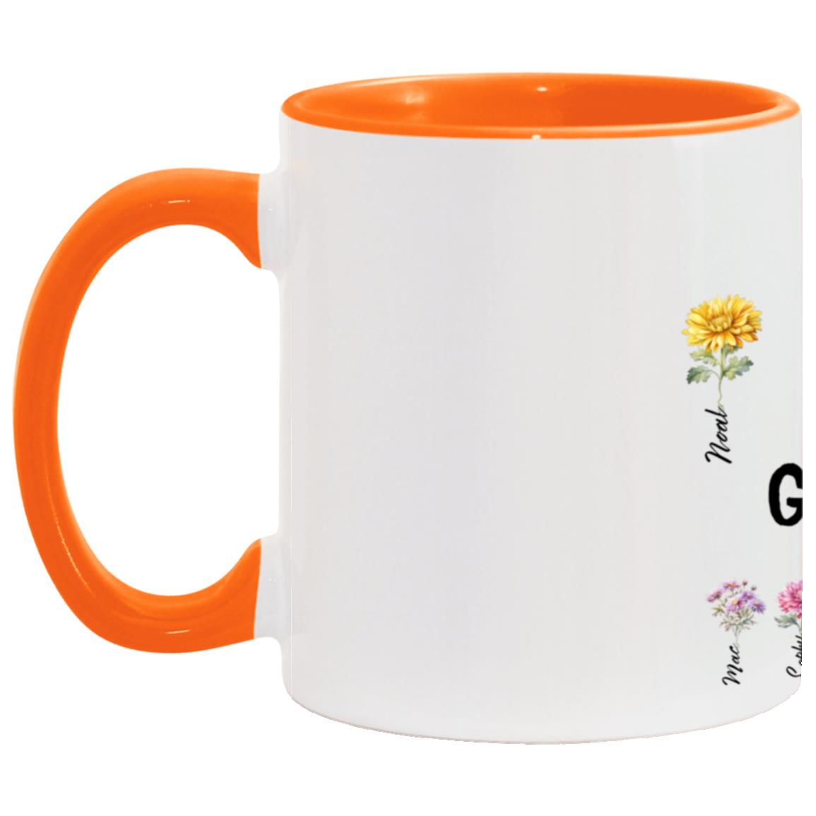 Mom/Grandma Est. Birth  Flowers 11oz Accent Mug