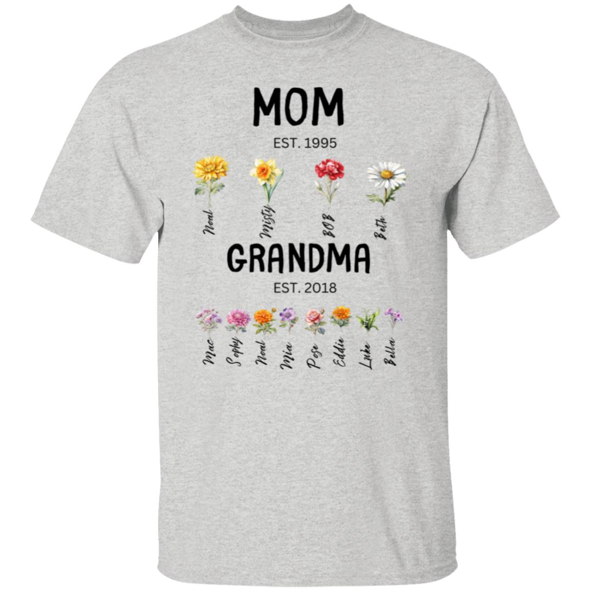 Mom/Grandma EST. Birth flowers Mom/Grandma Est. birth flowers Tees Shirt