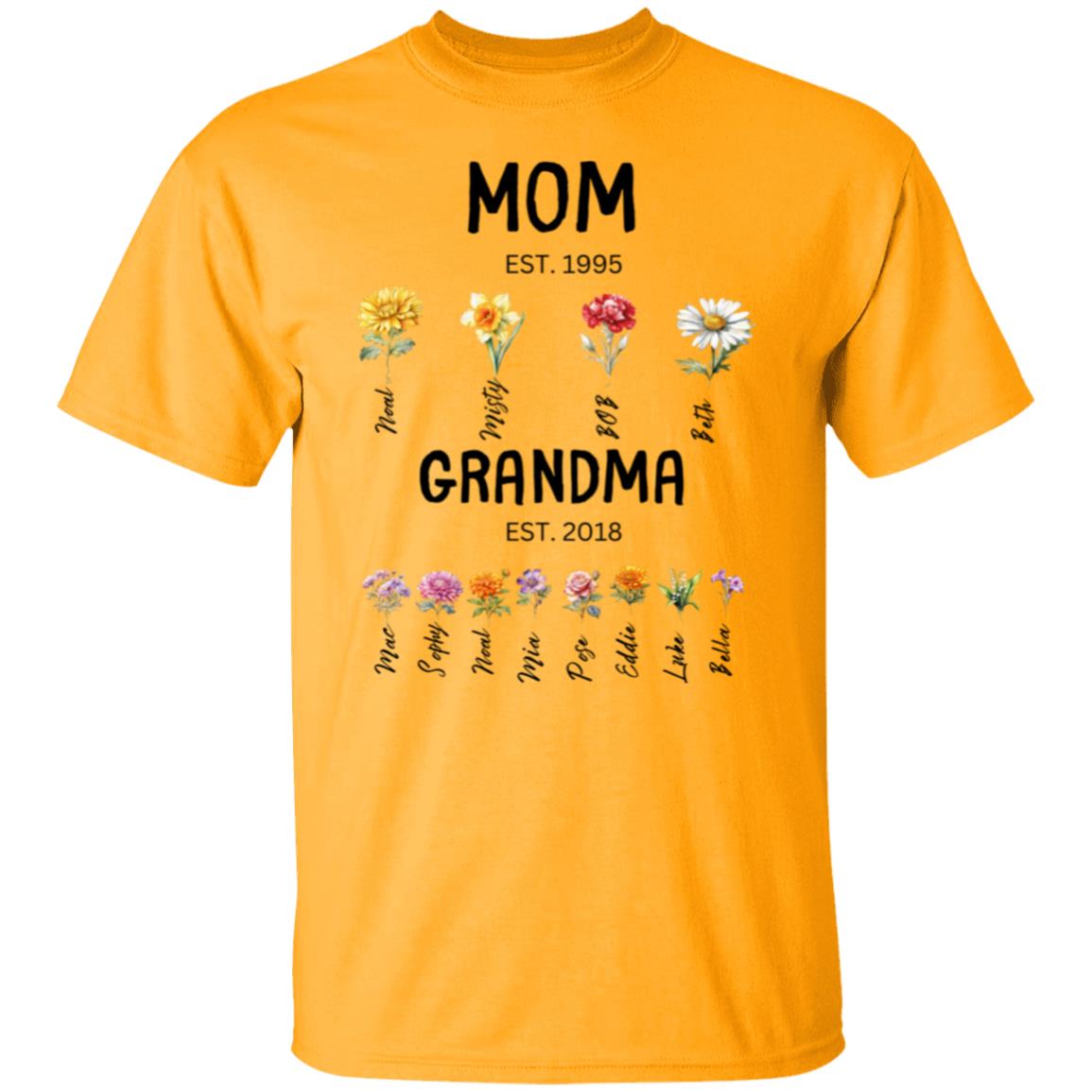 MomGrandma EST. Birth flowers Mom/Grandma Est. birth flowers Tees Shirt