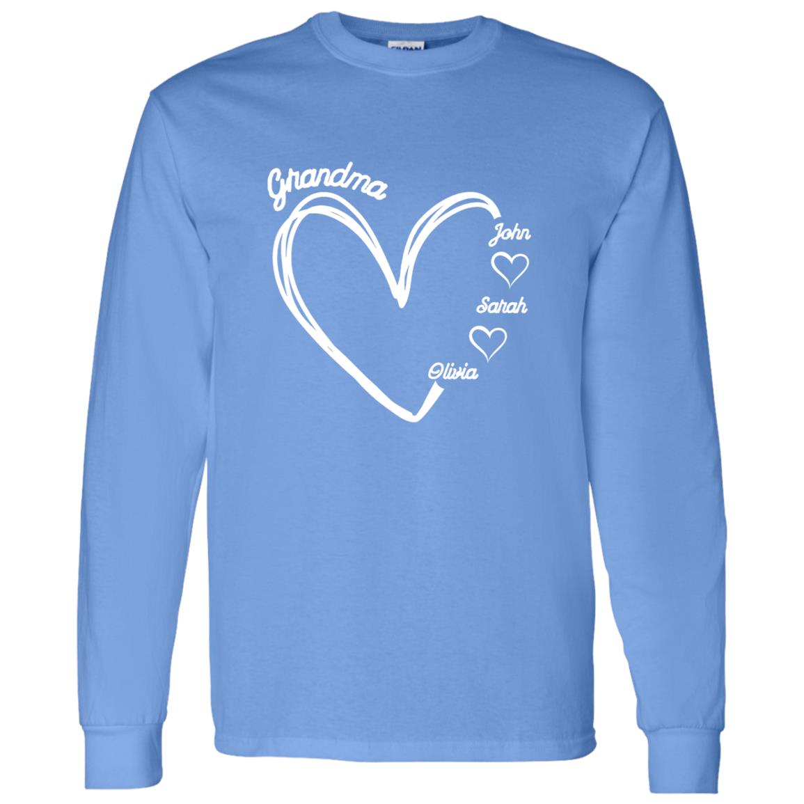 Gift For Grandma hearts  with names-Long sleeves Shirt