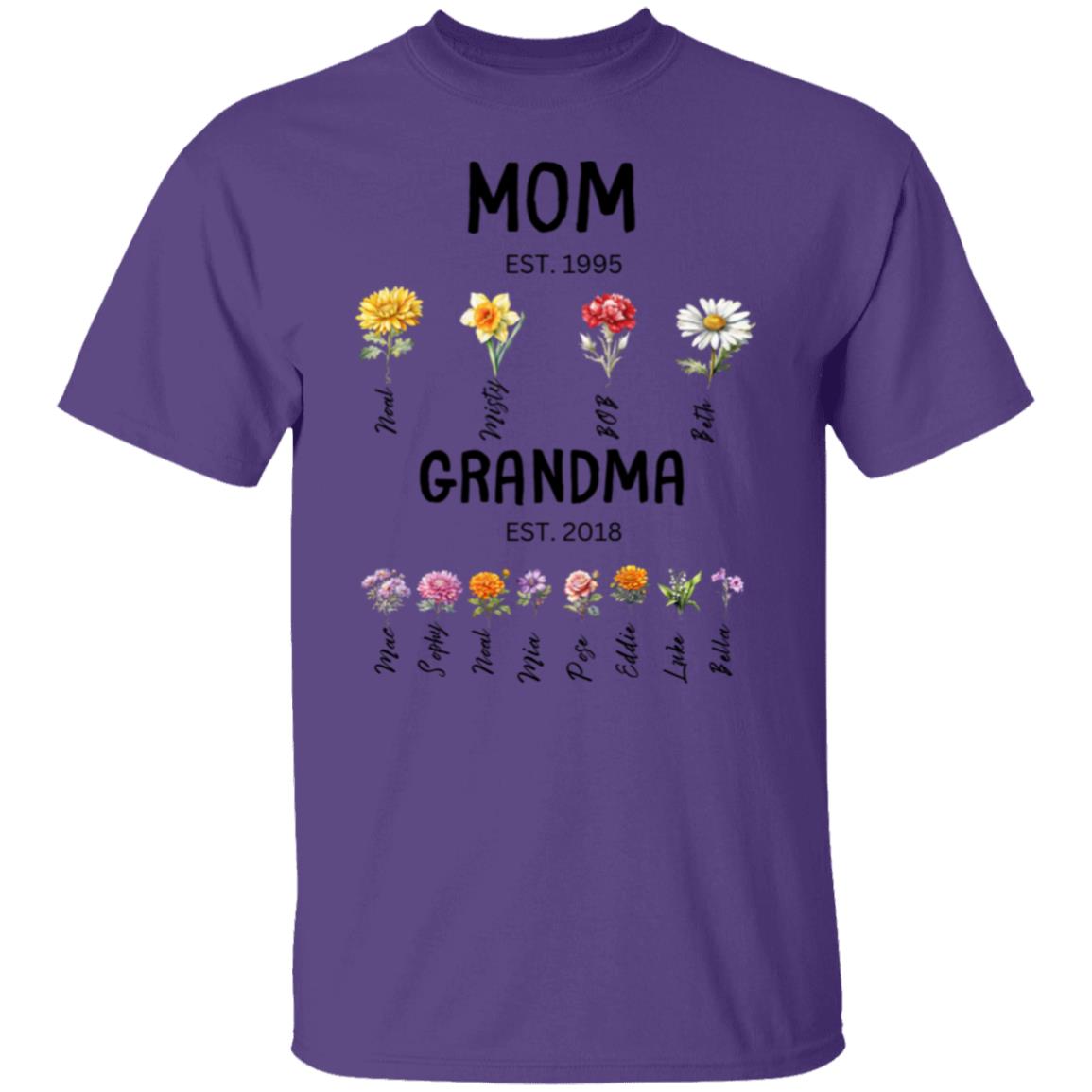 Mom/Grandma EST. Birth flowers Mom/Grandma Est. birth flowers Tees Shirt