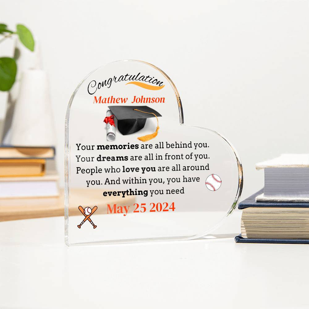 Graduation Acrylic Heart Plaque-Personalize