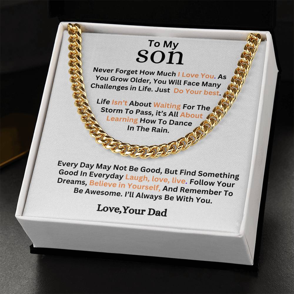 Gift To Son-Never Forget How much I Love You- Cuban Link Chain