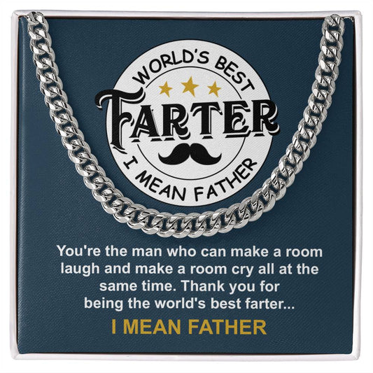 Gift For Dad-World's Best Farter- Cuban Link Necklace