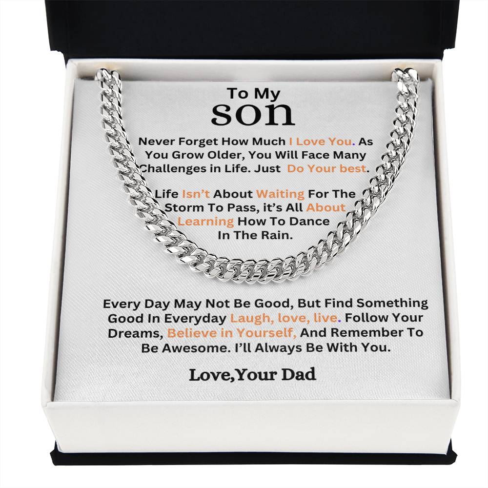 Gift To Son-Never Forget How much I Love You- Cuban Link Chain