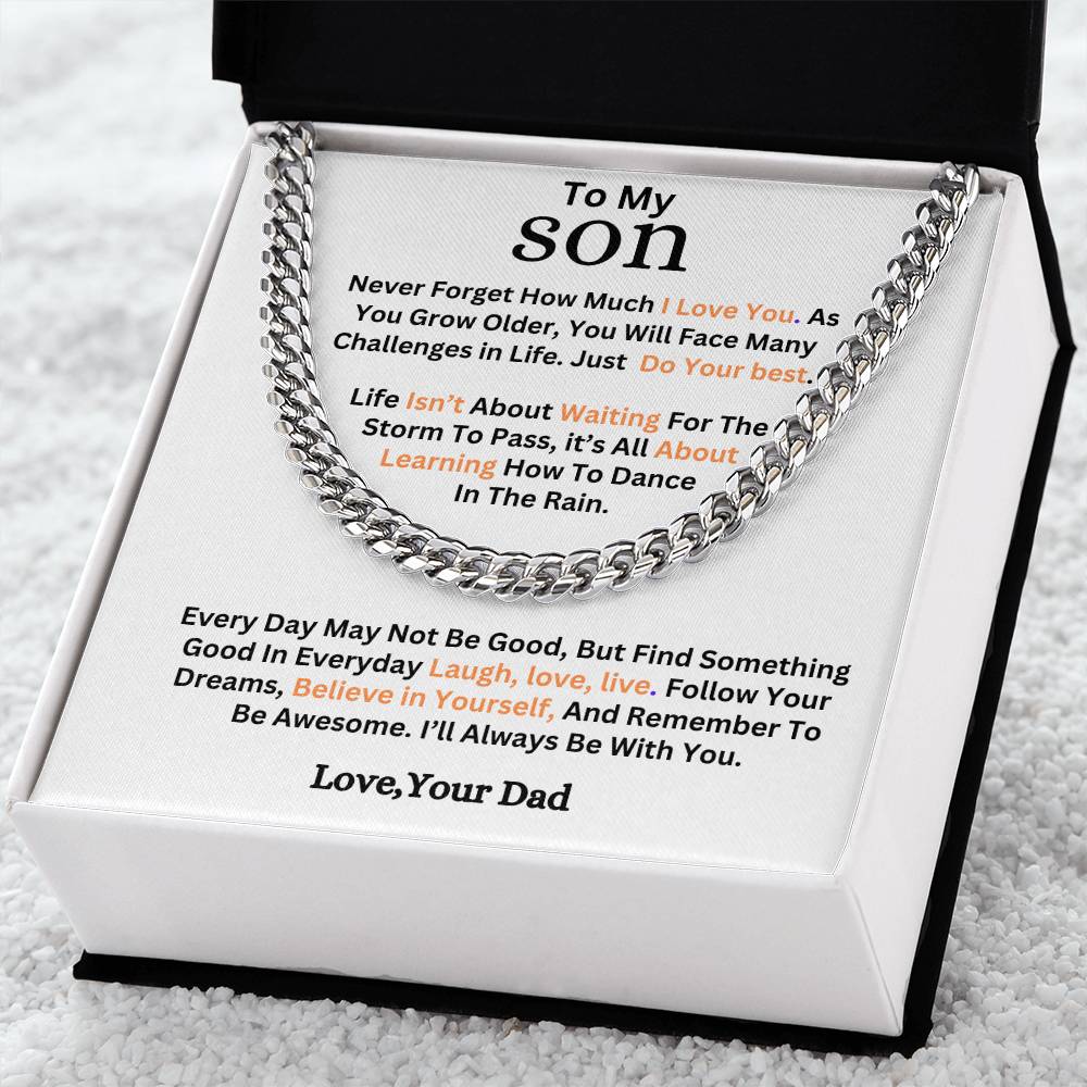 Gift To Son-Never Forget How much I Love You- Cuban Link Chain