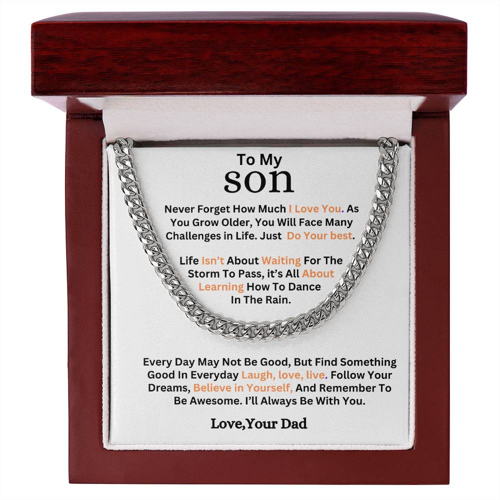 Gift To Son-Never Forget How much I Love You- Cuban Link Chain