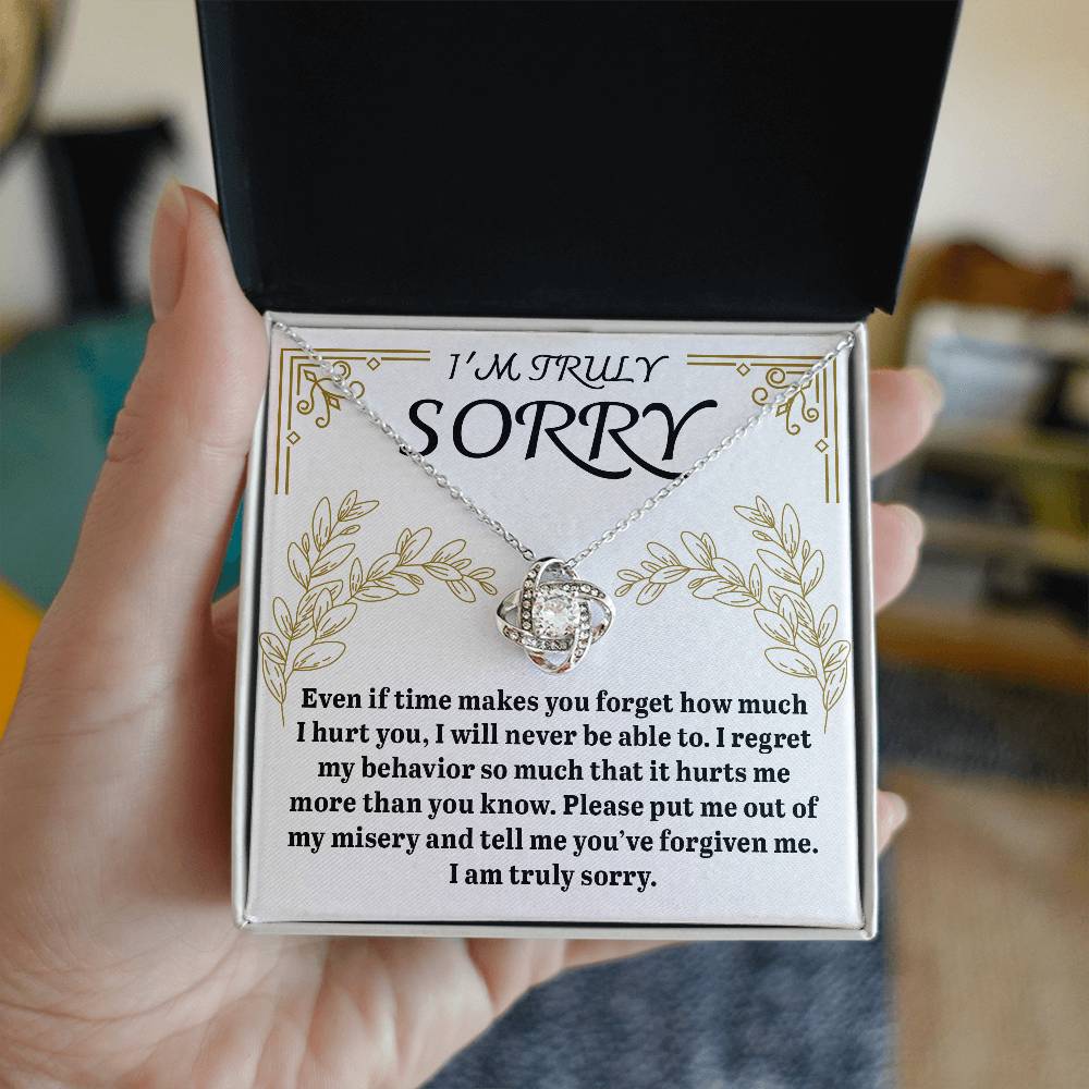 I'm Sorry-It Hurts Me-Love Knot Necklace