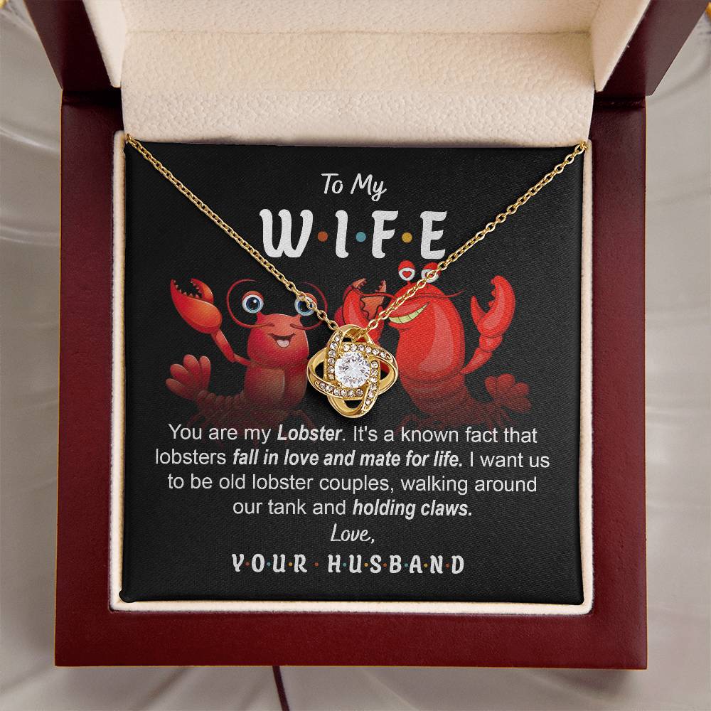 Gift for WIFE-Old Lobster-Love Knot Necklace