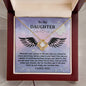 Gift For DAUGHTER-Brave and Strong Wings-Love Knots Necklace