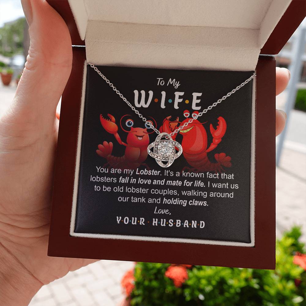 Gift for WIFE-Old Lobster-Love Knot Necklace