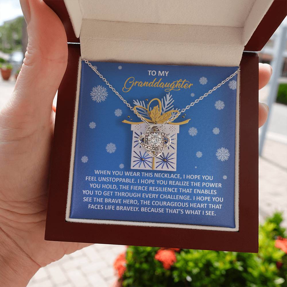 Granddaughter-Brave Hero-Love Knot Necklace