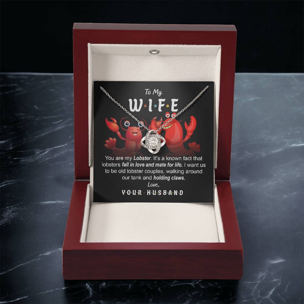 Gift for WIFE-Old Lobster-Love Knot Necklace