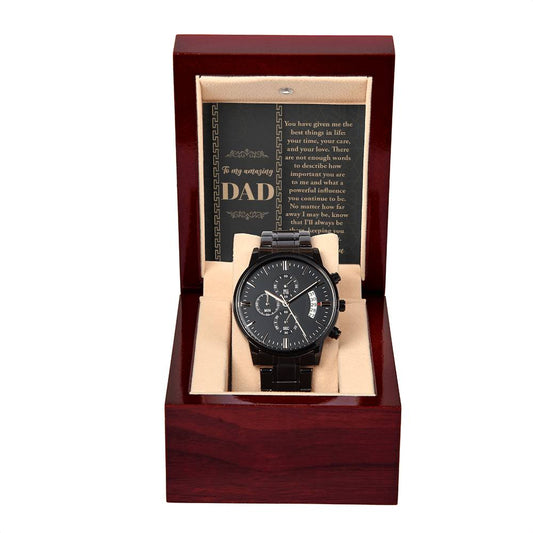 Gift For Dad-Your Time-Black Chron. Watch