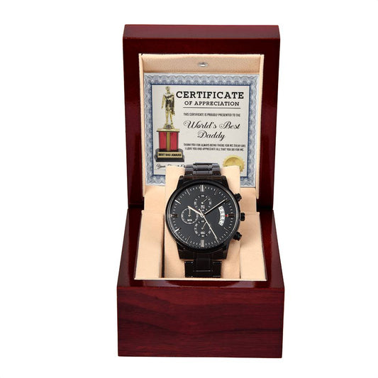 Gift For Dad-World Best Daddy-Black Chron. Watch