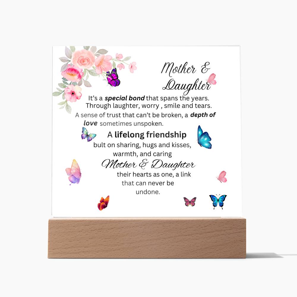 Mother & Daughter Bond Acrylic Plaque- Heart Shape
