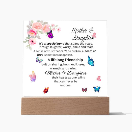 Mother & Daughter Bond Acrylic Plaque- Heart Shape