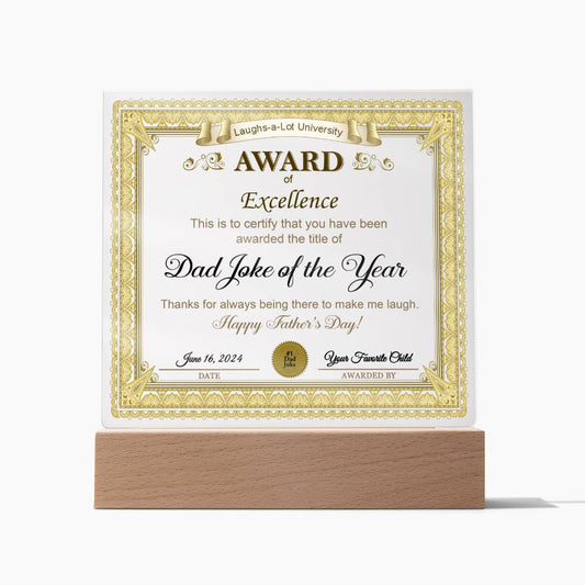 Gift for DAD-Award of Excellence-Plaque