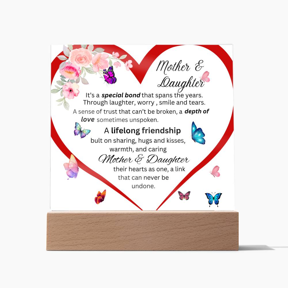 Gift For Mom-Mother & Daughter Bond Acrylic Square Plaque