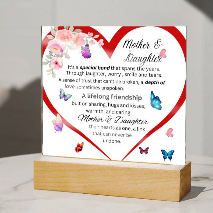 Gift For Mom-Mother & Daughter Bond Acrylic Square Plaque