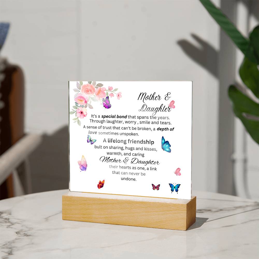 Mother & Daughter Bond Acrylic Plaque- Heart Shape