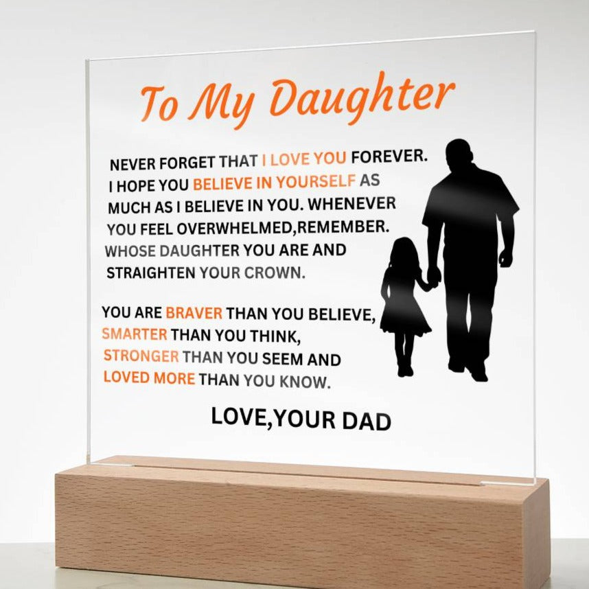 Gift For Daughter From Dad-Never Forge That I Love You Forever-Plaque
