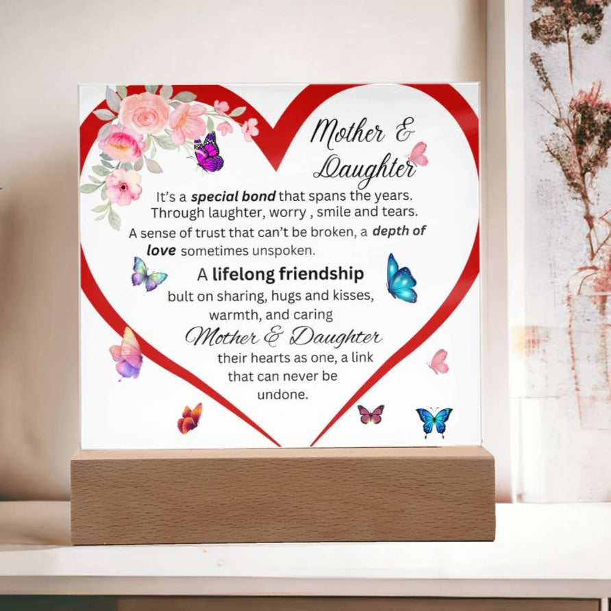 Gift For Mom-Mother & Daughter Bond Acrylic Square Plaque