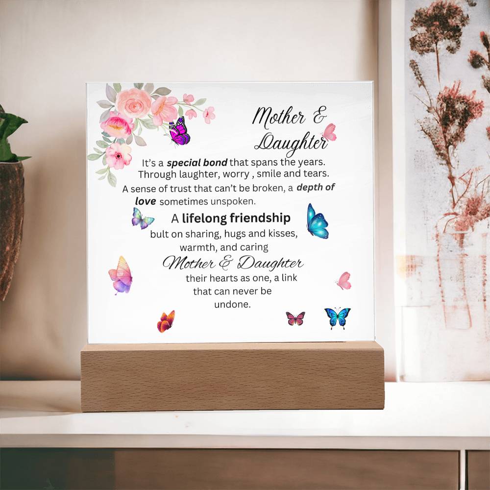 Mother & Daughter Bond Acrylic Plaque- Heart Shape