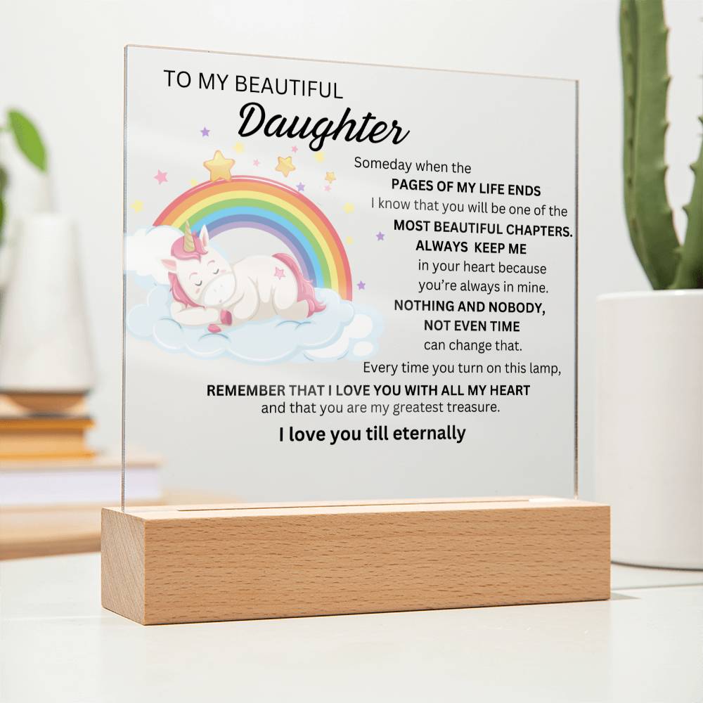 Gift For Daughter with unicorn- some day  when the page OF MY  life  END-Plaque